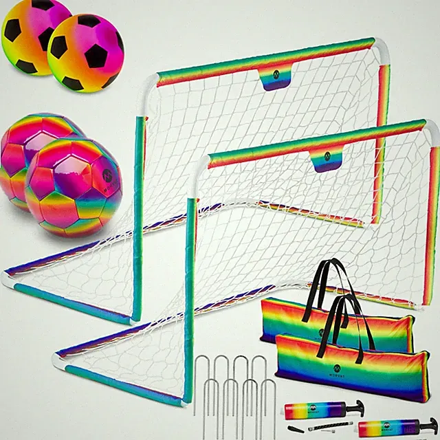 Morvat Rainbow Soccer Goal Net Set for Kids, Indoors & Outdoors, 2 Pack