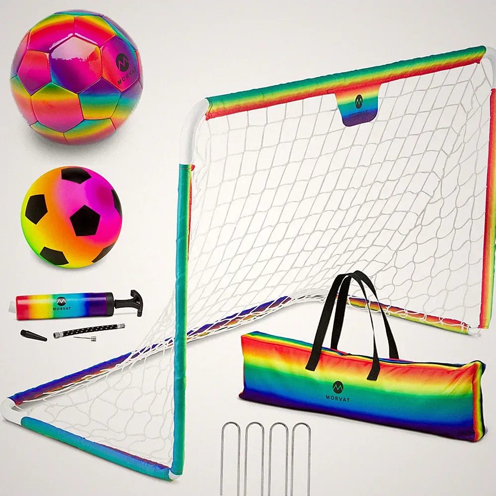 Morvat Rainbow Soccer Goal Net Set for Kids, Indoors & Outdoors