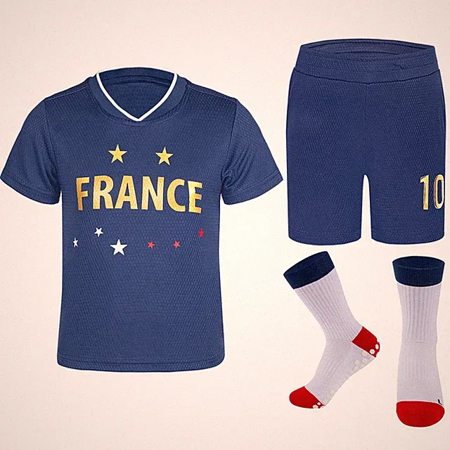 MUDJEAN France Youth Soccer Jersey Kit Girls French Outfit for Boys Soccer