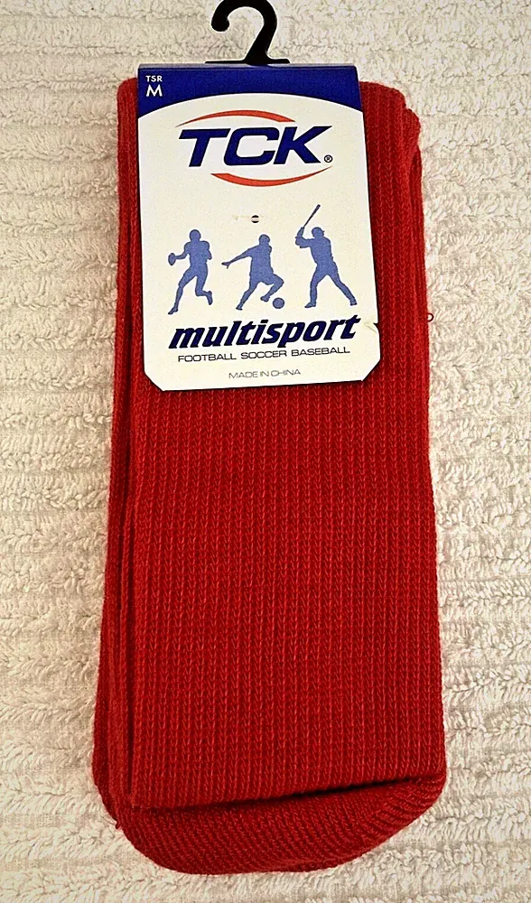 Multisport SOCKS Red Size M Medium Football Soccer Baseball Polyester Rubber TCK