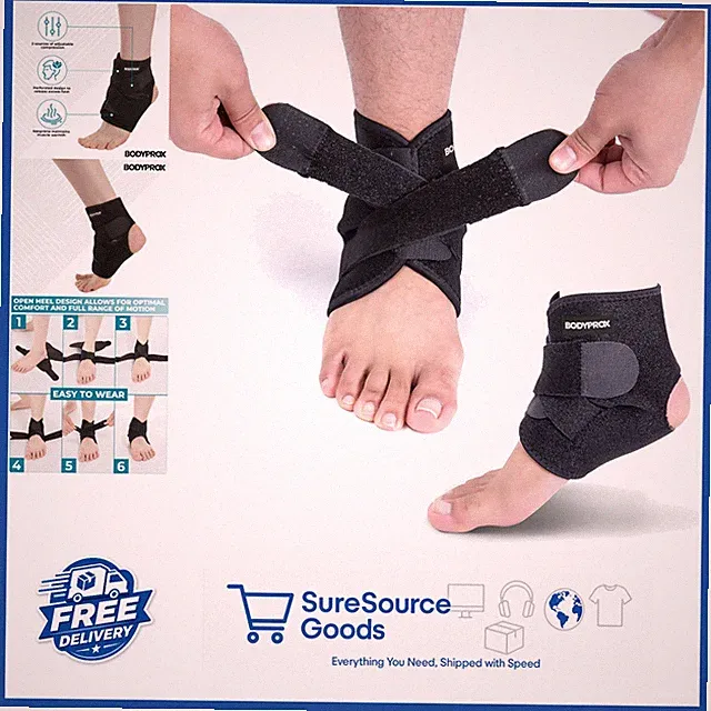 Neoprene Ankle Support Brace Adjustable for Basketball Running Soccer Black