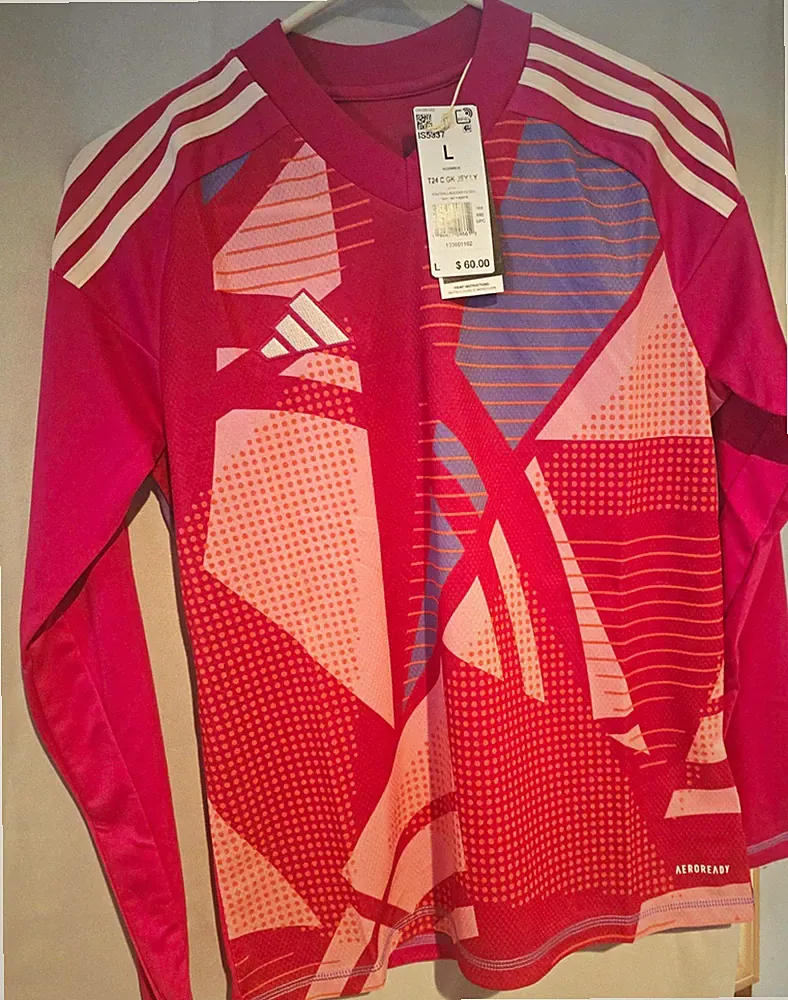 NET Adidas Aeroready Kids Size Large Long Sleeve Soccer Jersey Pink Polyester