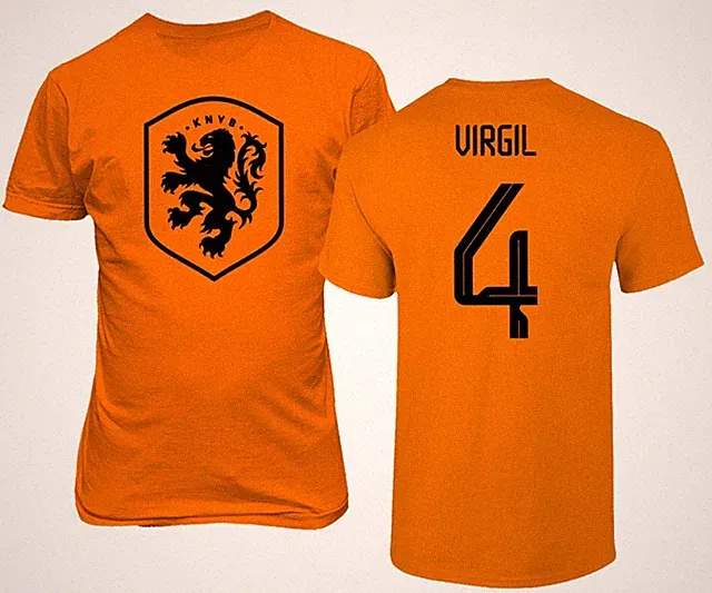 Netherlands Soccer #4 Virgil Van Dijk World Football Adult and Youth T-Shirt