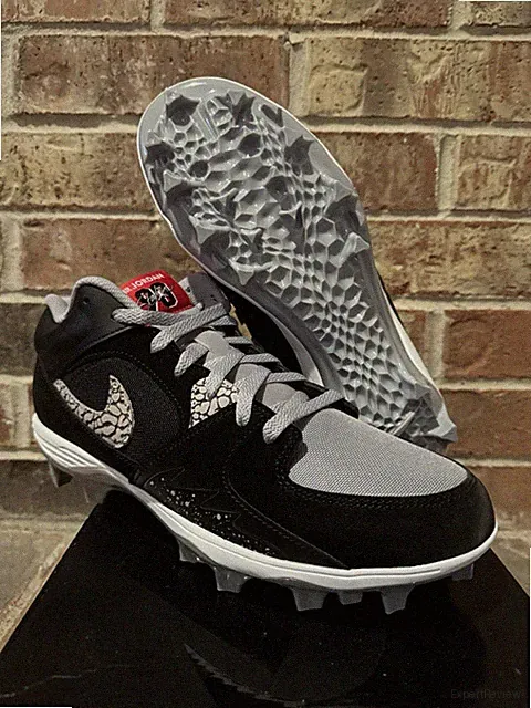 New 11.5 Nike Air Jordan Stadium 90 Football Cleats Black Cement HQ0210-060 Men