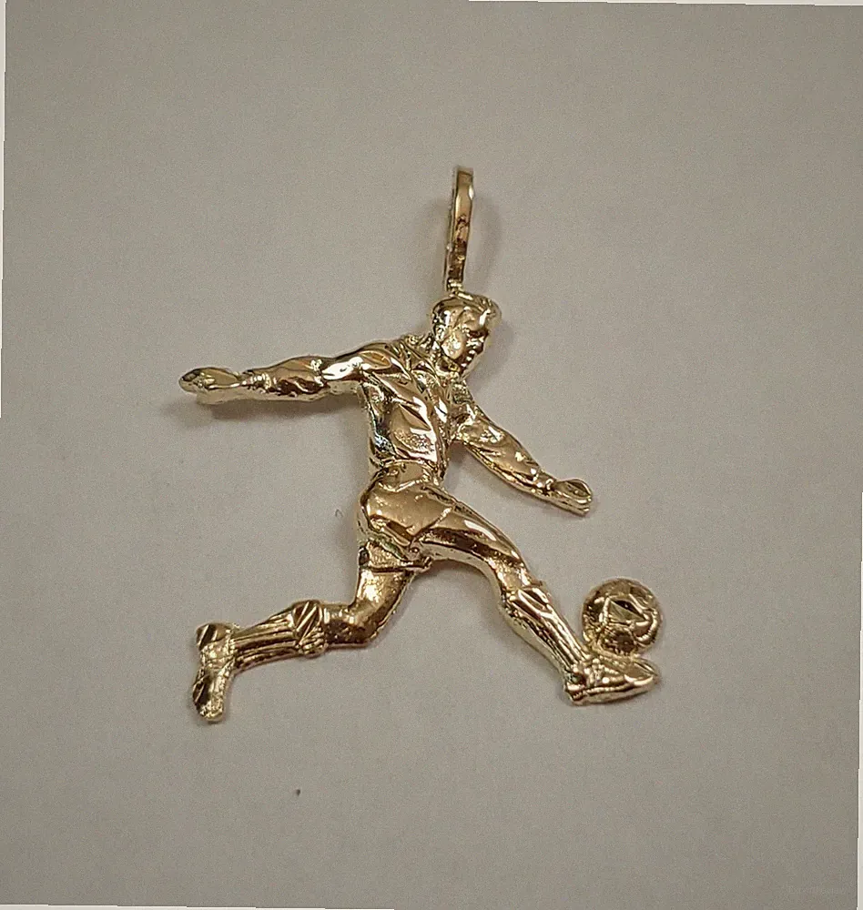 New 14k Yellow Gold Sport Soccer Player Charm Pendant