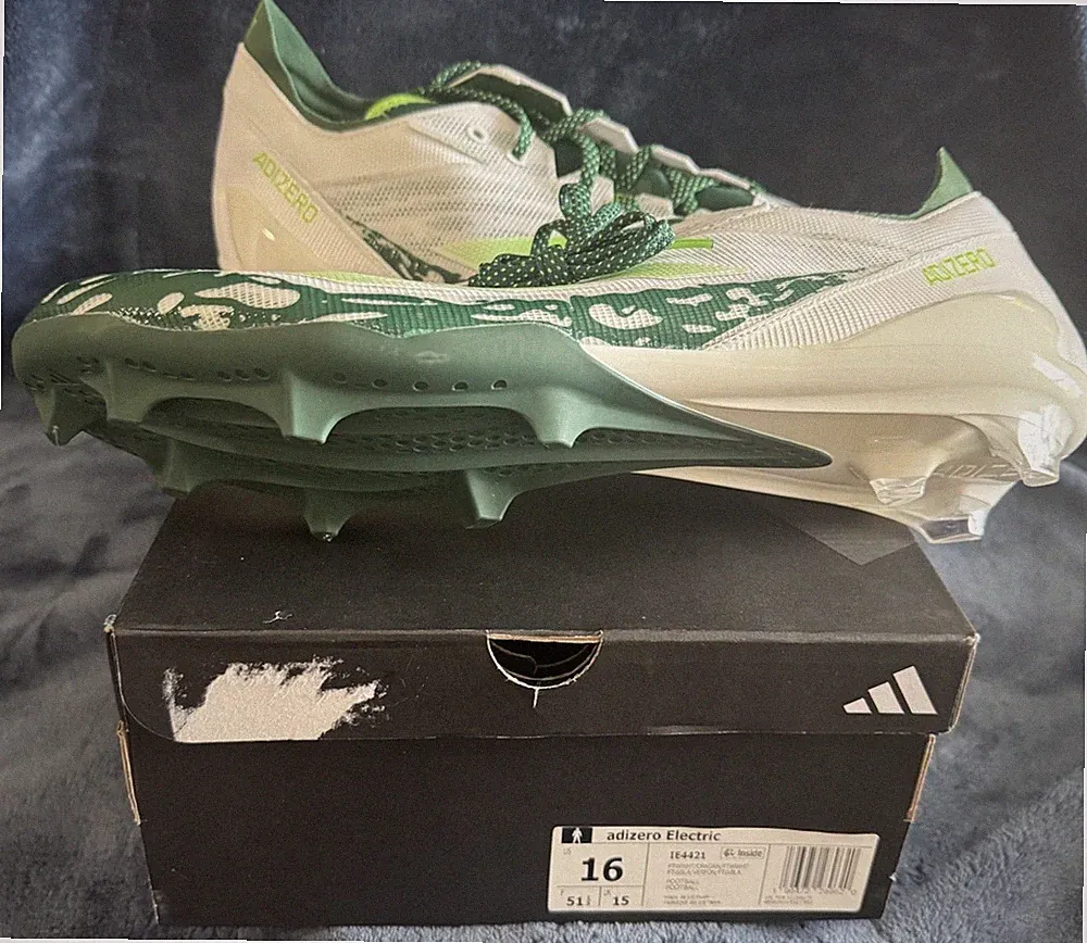 New Adidas Adizero Electric Football Cleats Men’s Size 16 White/Green IE4421 NFL