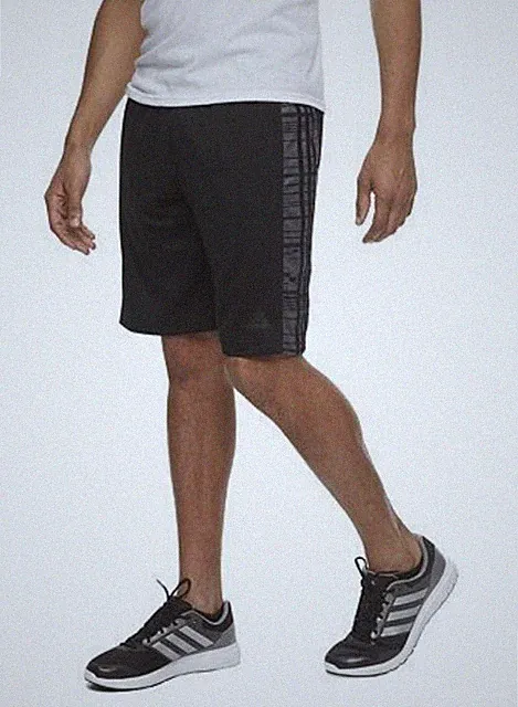 NEW Adidas Climalite Essentials Glitch Shorts BLACK w/ Grey Accents SIZE MEDIUM