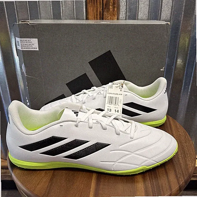 New Adidas Copa Pure.4 In White/Black Indoor Soccer Shoes Mens Size 13 GZ2537