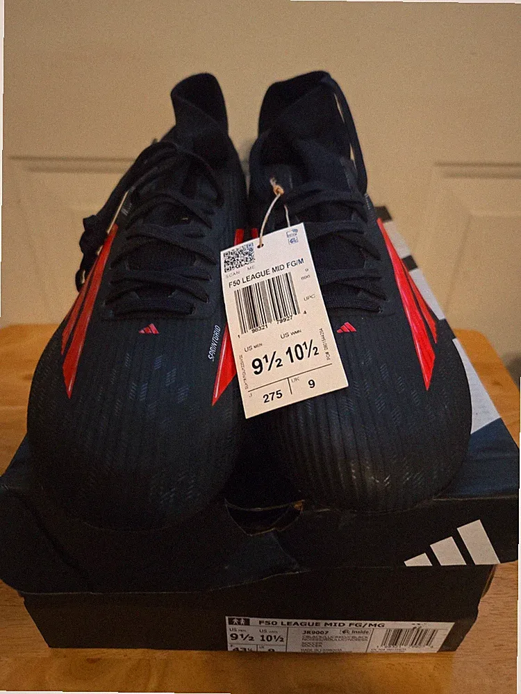 NEW Adidas F50 Elite FG JR9007 Black Red Mens Boots Soccer Cleats Men Size 9.5