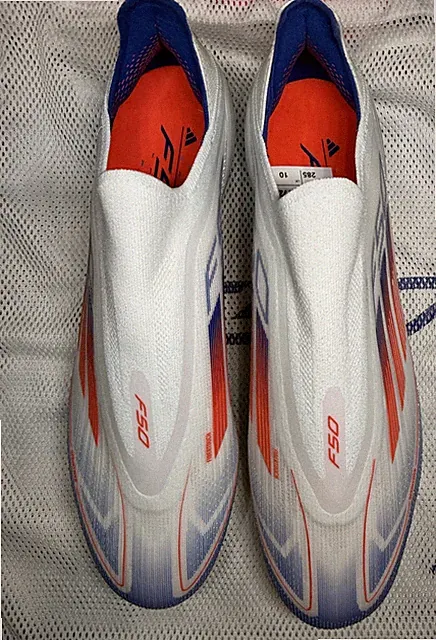 New Adidas F50 Elite Laceless Soft Ground AF1319 white blue red Cleats Mens 10.5