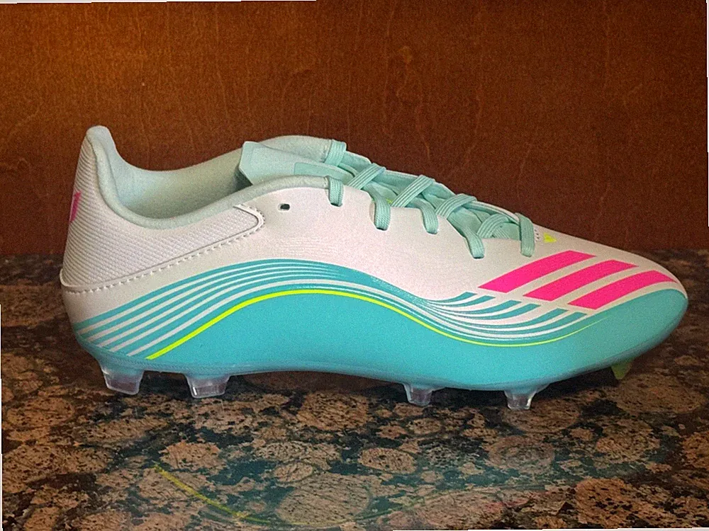 New! ADIDAS F50 MESSI LEAGUE FIRM/MULTI-GROUND SOCCER CLEATS WHITE/PINK/AQUA