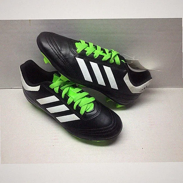 New Adidas Goletto Black White Neon Green Soccer Cleats Size 3.5