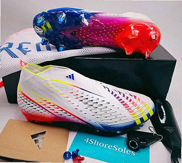 NEW Adidas Men's SIZE 8.5 Predator Edge + SG Soccer Cleats White Multi GW1035