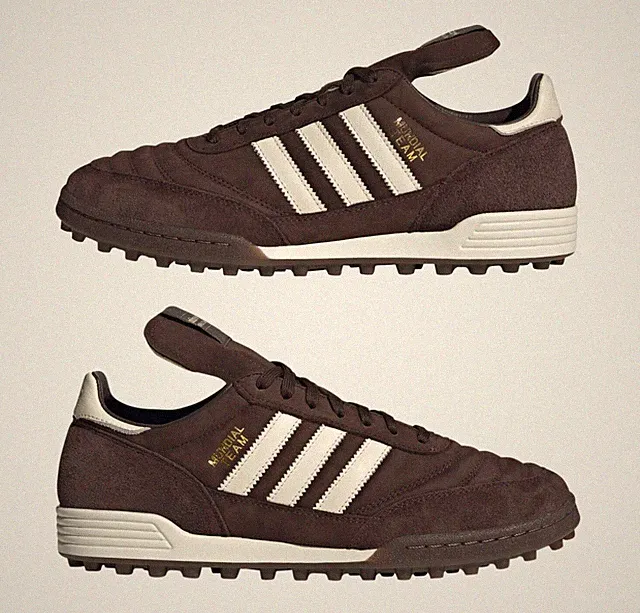 New Adidas Mundial Team TF Turf Soccer Shoes Leather Suede Classic Brown-White