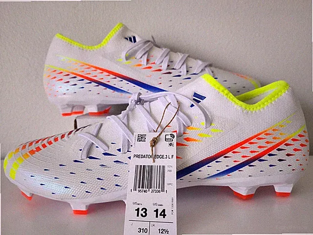 NEW Adidas Predator Edge 3 FG Low Soccer Footbol Cleats White Size 13 GW0995