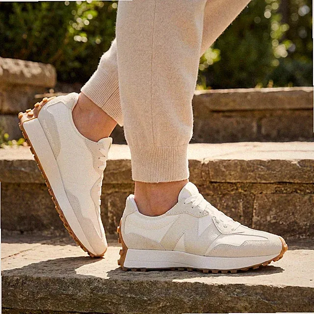 New Balance 327 Casual Women Sneakers Shoes Leather Moonbeam White Linen