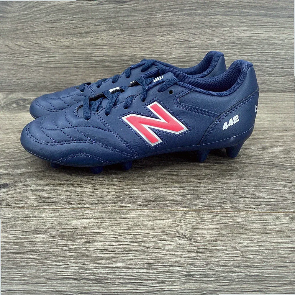 New Balance 442 Soccer Cleats Boys Size 2 Navy Blue Pink JS43FMP2 Firm Ground