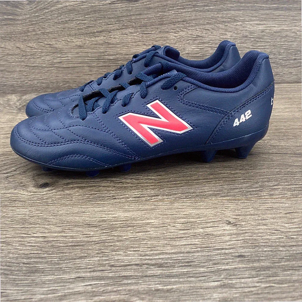 New Balance 442 Soccer Cleats Boys Size 5 Navy Blue Pink JS43FMP2 FG Shoes