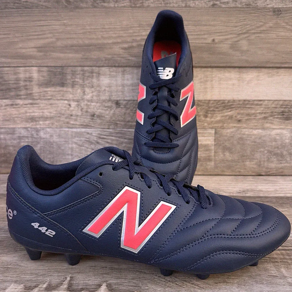 New Balance 442 Team FG V2 Soccer Cleats Men 7.5 2E Wide Navy MS42FMP2