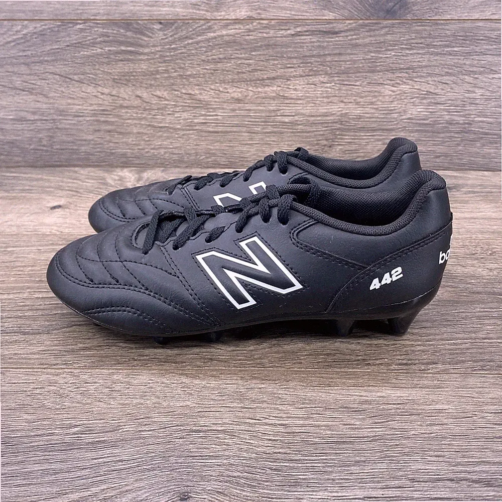 New Balance 442 V2 Academy FG Kids Soccer Cleats Black White JS43FBK2 Size 2 US