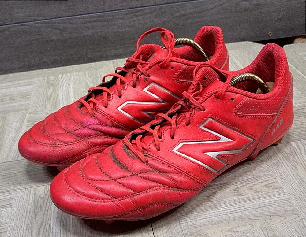 New Balance 442 V2 Red Leather Soccer Football Cleats Men 13.5 Low