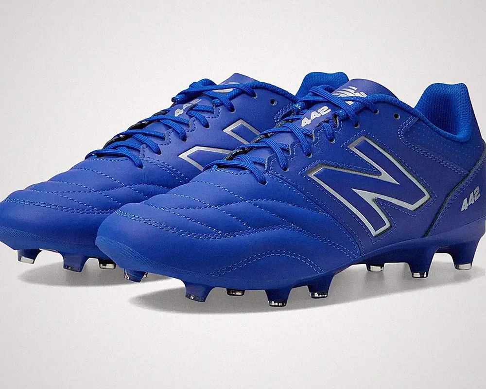 New Balance 442 V2 Team FG Football Soccer Cleats Blue White Leather Mens Size 9