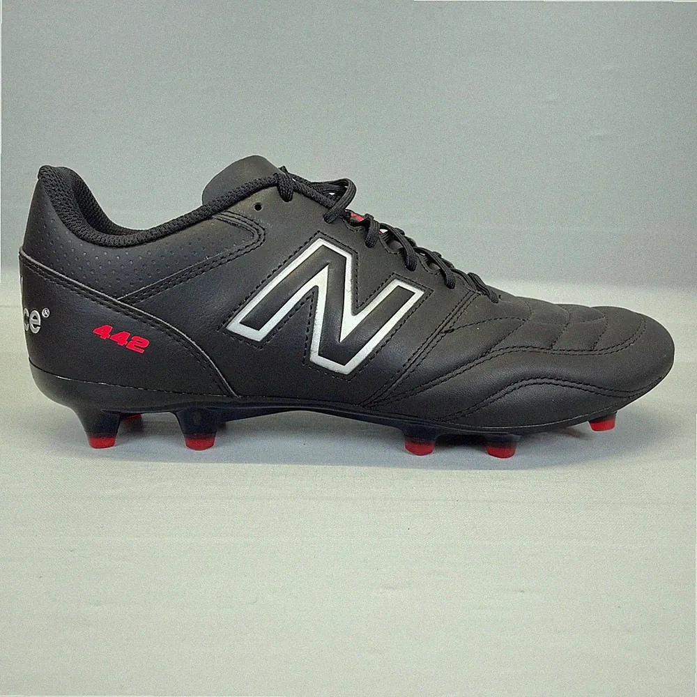 New Balance 442 V2 Team FG Soccer Cleats Mens Size 8.5 2E Black Leather Shoes