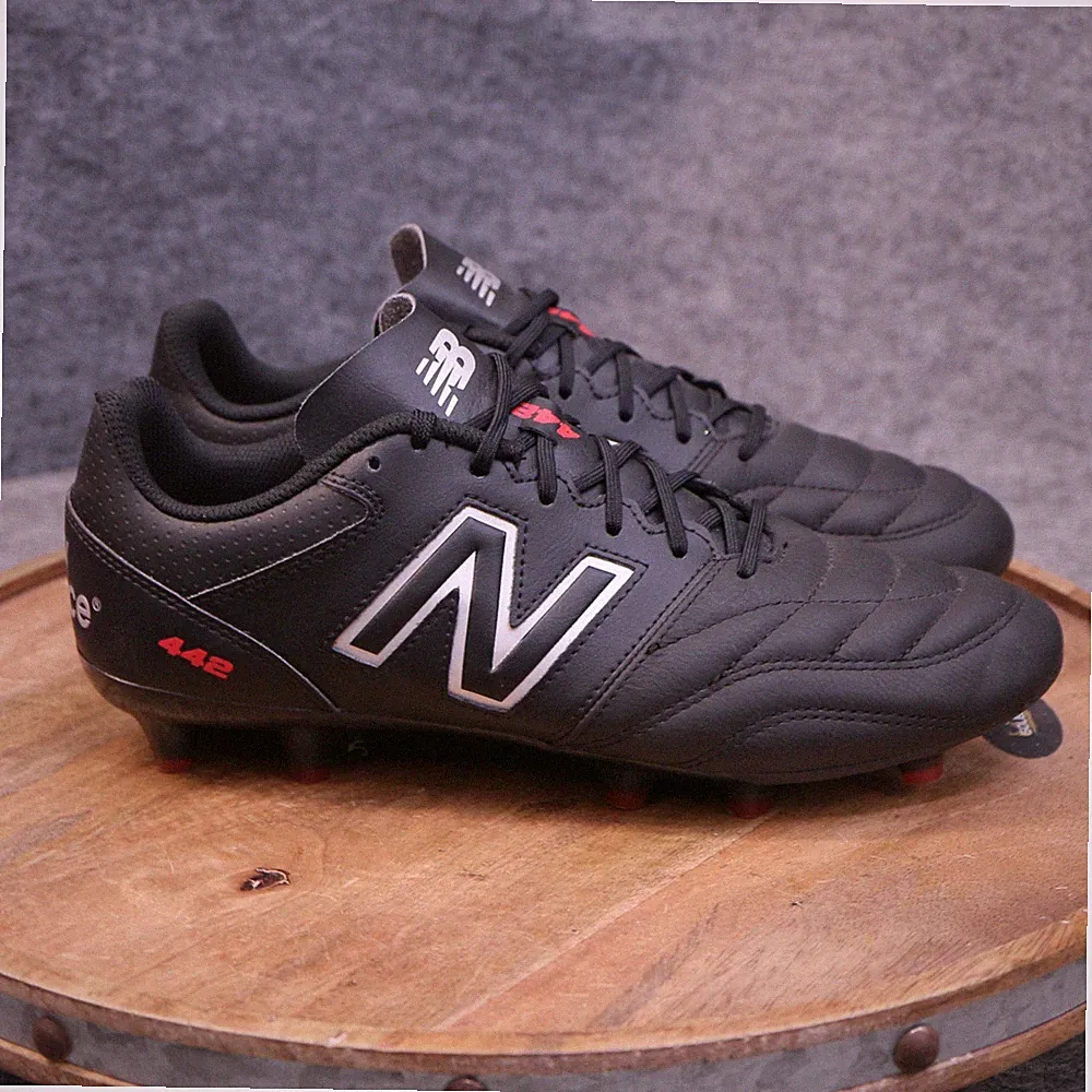 New Balance 442 V2 Team FG Soccer Cleats Mens Size 9 2E Black Leather MS42FBK2