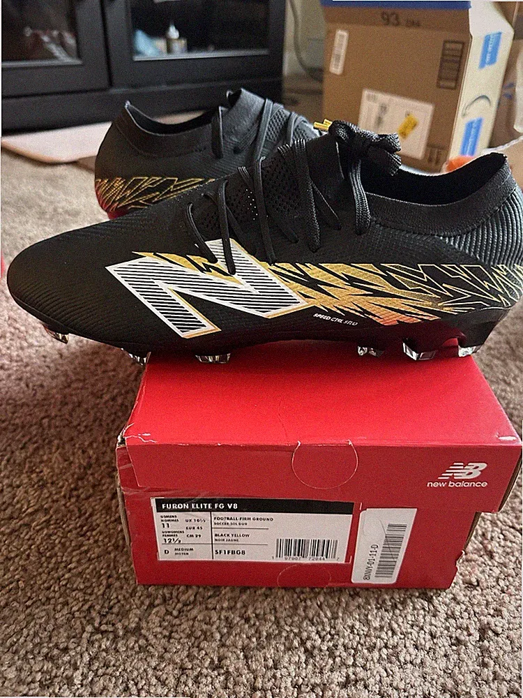 New Balance Furon Elite FG V8 Black Yellow Size 11 Mens Soccer Cleats