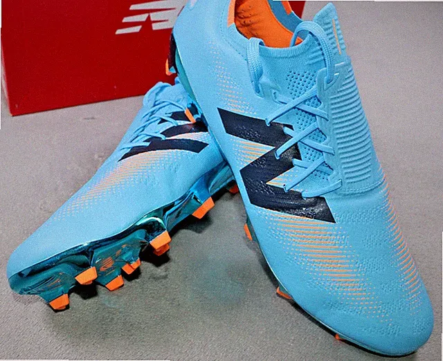 New Balance Furon Pro FG V7+ Soccer Cleats Mens Size 12.5 Blue Orange Hypoknit