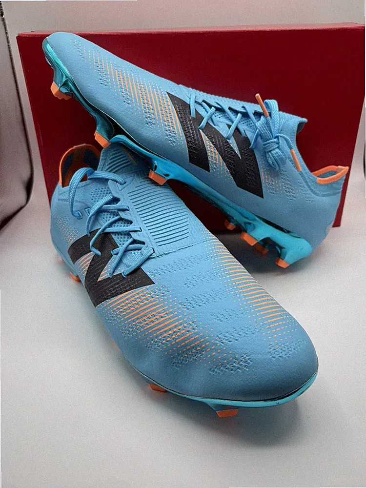 New Balance Furon Pro V7+ FG Mens Size 13.5 Blue Orange Soccer Cleats - SF1FS75