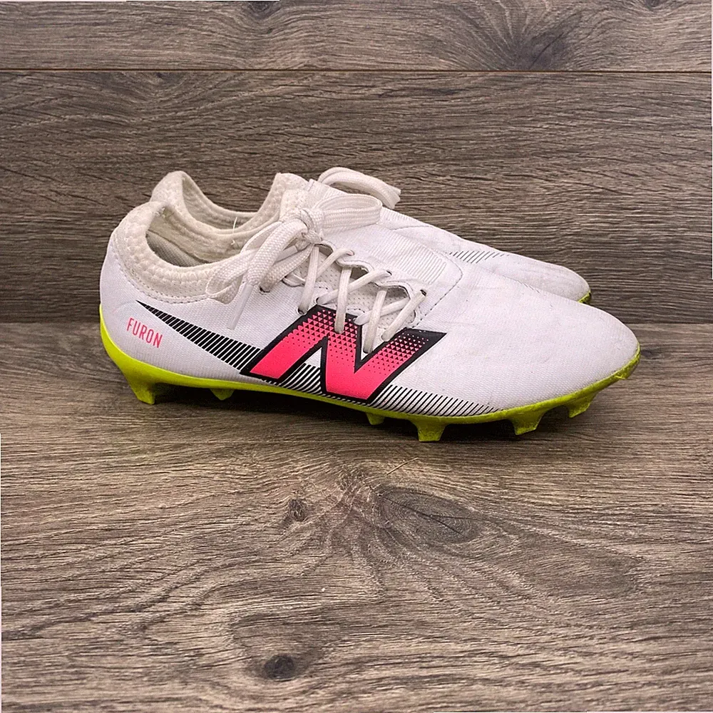 New Balance Furon Soccer Cleats Boys Size 5.5 White Pink Neon SJF3FH75