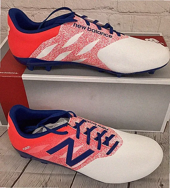 New Balance JSFUDFWO Boy's Soccer Cleats White Red Blue US 5.5 UPC 899116000147