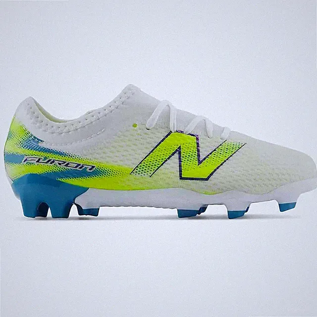 New Balance Junior Furon Team V9 Wide Firm Ground Soccer Cleats - Neon Tide Pack