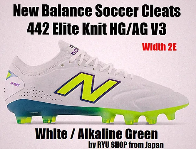 New Balance Soccer Cleats 442 Elite Knit HG/AG V3 U41HM3SL 2E White / Alk Green