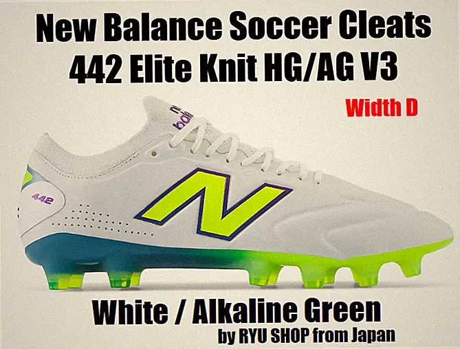 New Balance Soccer Cleats 442 Elite Knit HG/AG V3 U41HM3SL D White / Alk Green