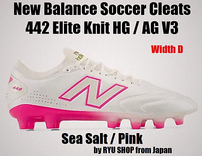 New Balance Soccer Cleats 442 Elite Knit HG / AG V3 U41HM68I D Sea Salt / Pink