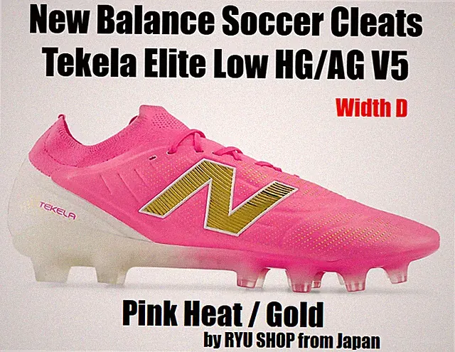 New Balance Soccer Cleats Tekela Elite Low HG/AG V5 UT1HL3YK D Pink Heat / Gold