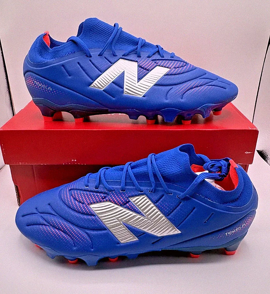 New Balance Tekela Team Low Laced FG V5 Soccer Cleats Blue Mens Size 9 Wide 2E