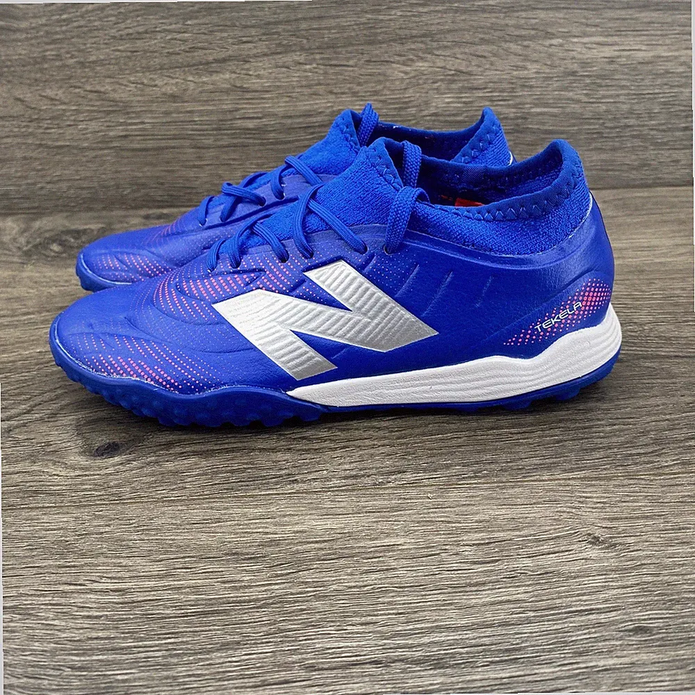 New Balance Tekela v3 Magique TF Soccer Cleats Boys 1 Blue Silver SJT3TMP3 Turf