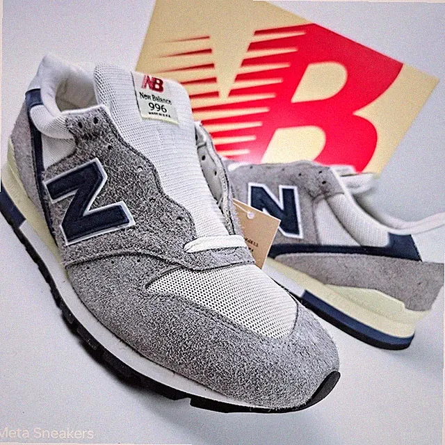 New Balance US 14 Men Gray White Blue Suede Retro Lifestyle Comfort 996 USA New