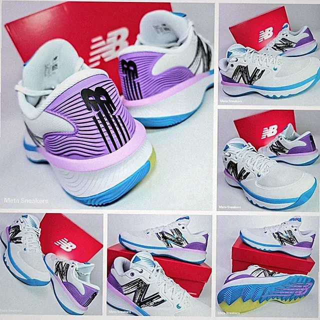 New Balance US 14 Men's White Blue Purple Basketball NB HESI Low BBHSLW1 New