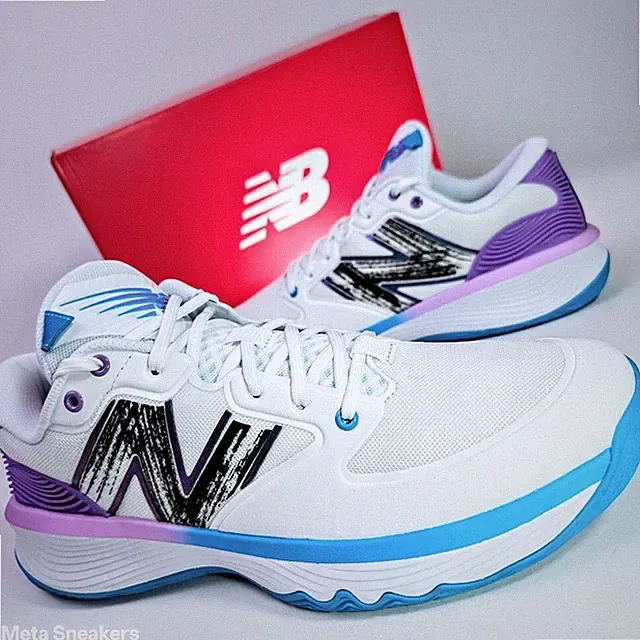 New Balance US 14 Men's White Blue Purple Basketball NB HESI Low BBHSLW1 New
