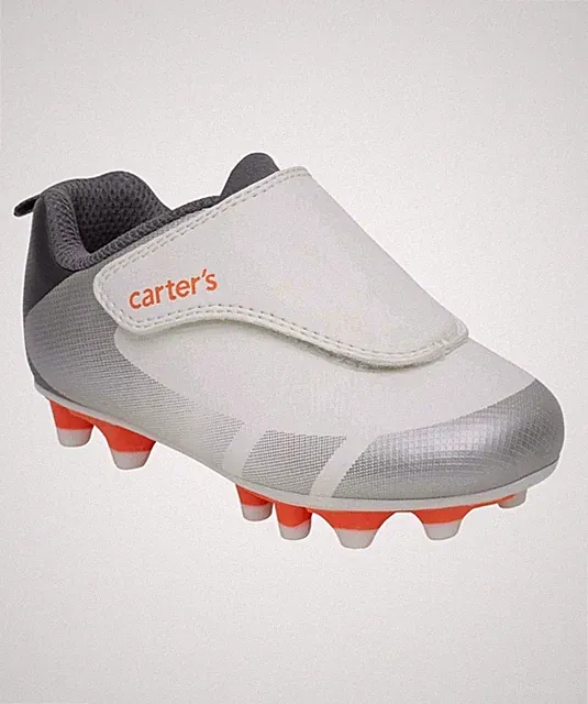 New Carter's Toddler Size 10 Soccer Shoe Cleat White Grey