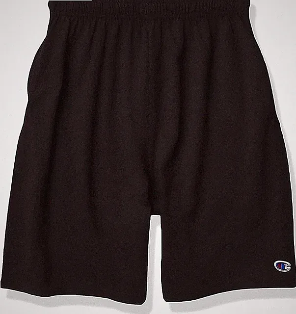 New! Champion Boys Kids Everyday Cotton Jersey Shorts with Pockets Black L