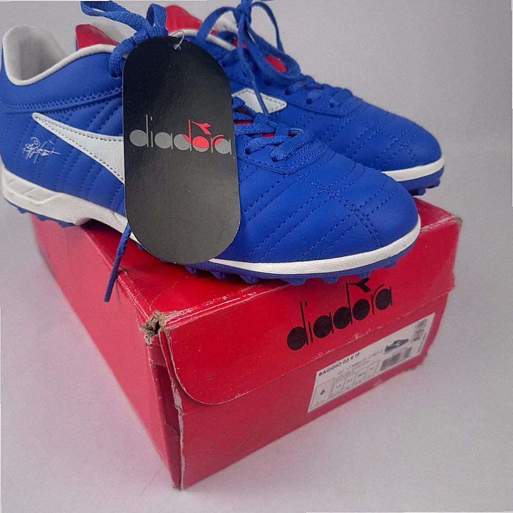 NEW Diadora Baggio 03 Blue White Women's 7.5 Men 6 Turf Soccer Shoes