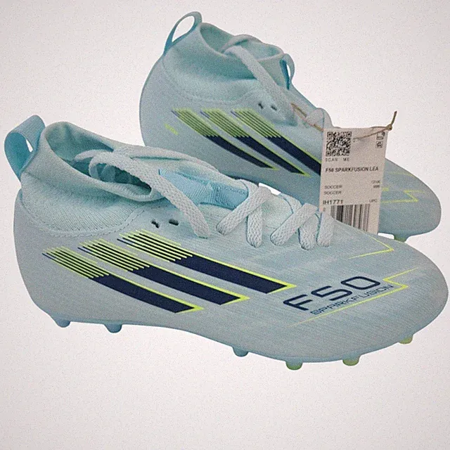 NEW F50 Sparkfusion League FG Soccer Cleats US 1 Youth Light Blue Neon Green