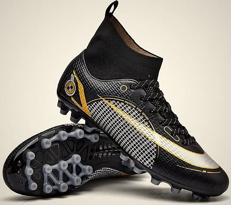 NEW Football Soccer Cleats Shoes Outdoor Hightop Kids 3.5 Women 4.5 Black