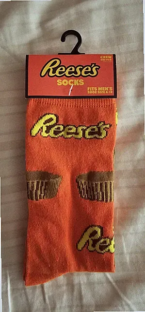 New Fun Novelty Socks Reese's Peanut Butter Cups Candy Men's Size 6-12