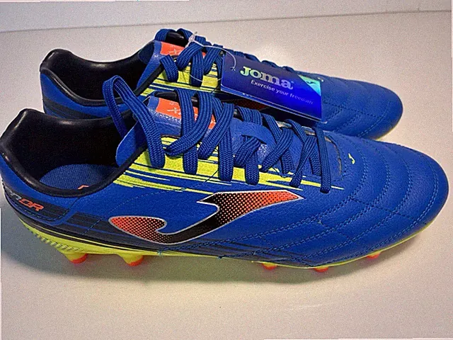 New JOMA Soccer Cleats Spander 2205 Firm Ground Blue Lemon XPAS2205FG Men's 7.5